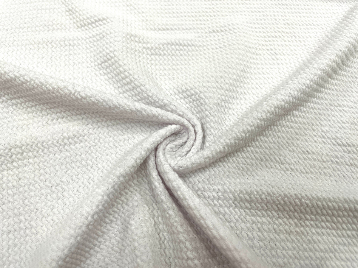 Sweater Bullet White #200 Ribbed Scuba Techno Double Knit 2-Way Stretch Rayon Spandex Apparel Craft Fabric 58-60" Wide By The Yard