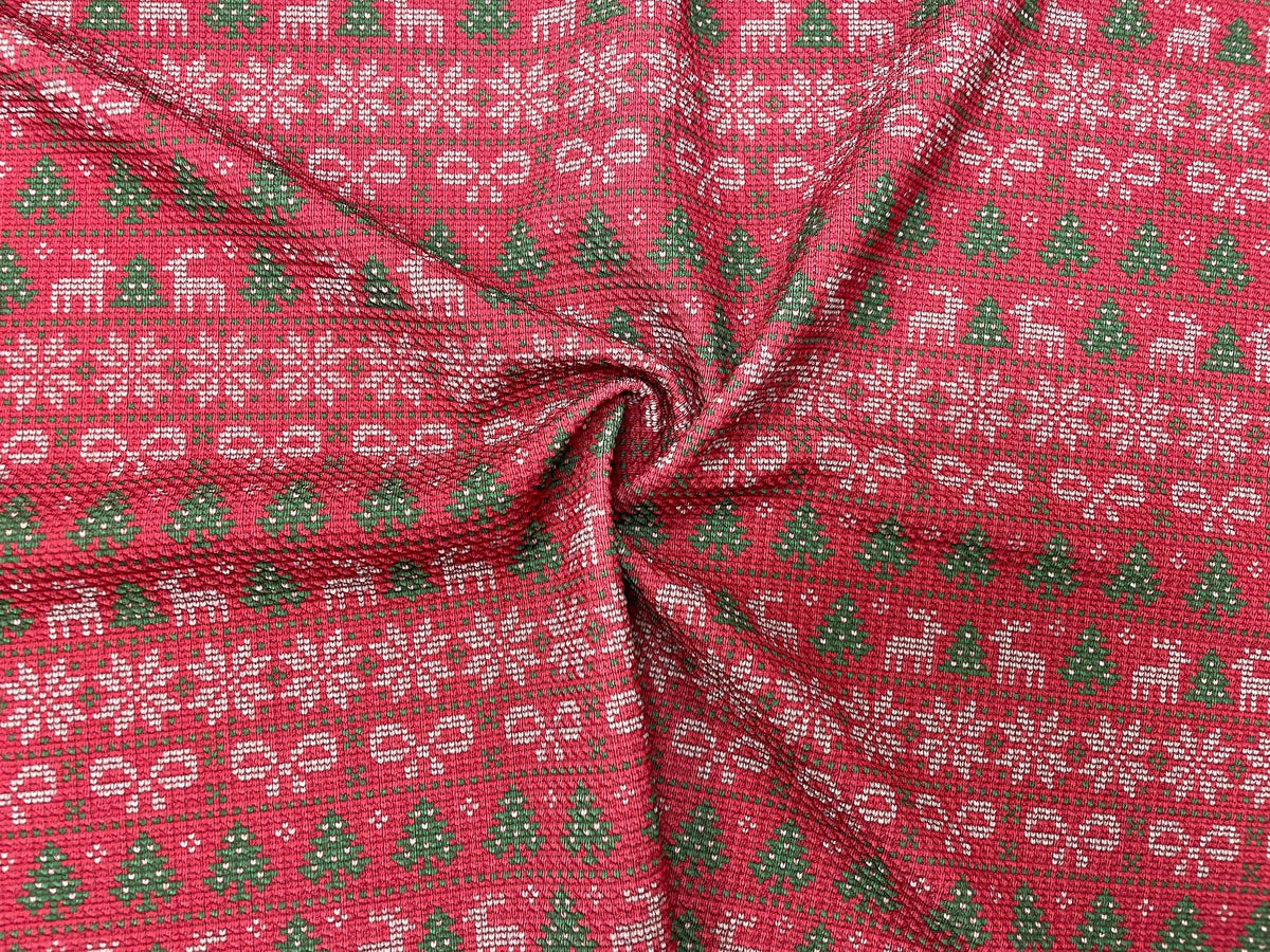 Ugly Christmas Sweater Bullet Print #460 Ribbed Scuba Techno Double Knit 2-Way Stretch Poly Spandex Apparel Craft Fabric 58"-60" Wide BTY