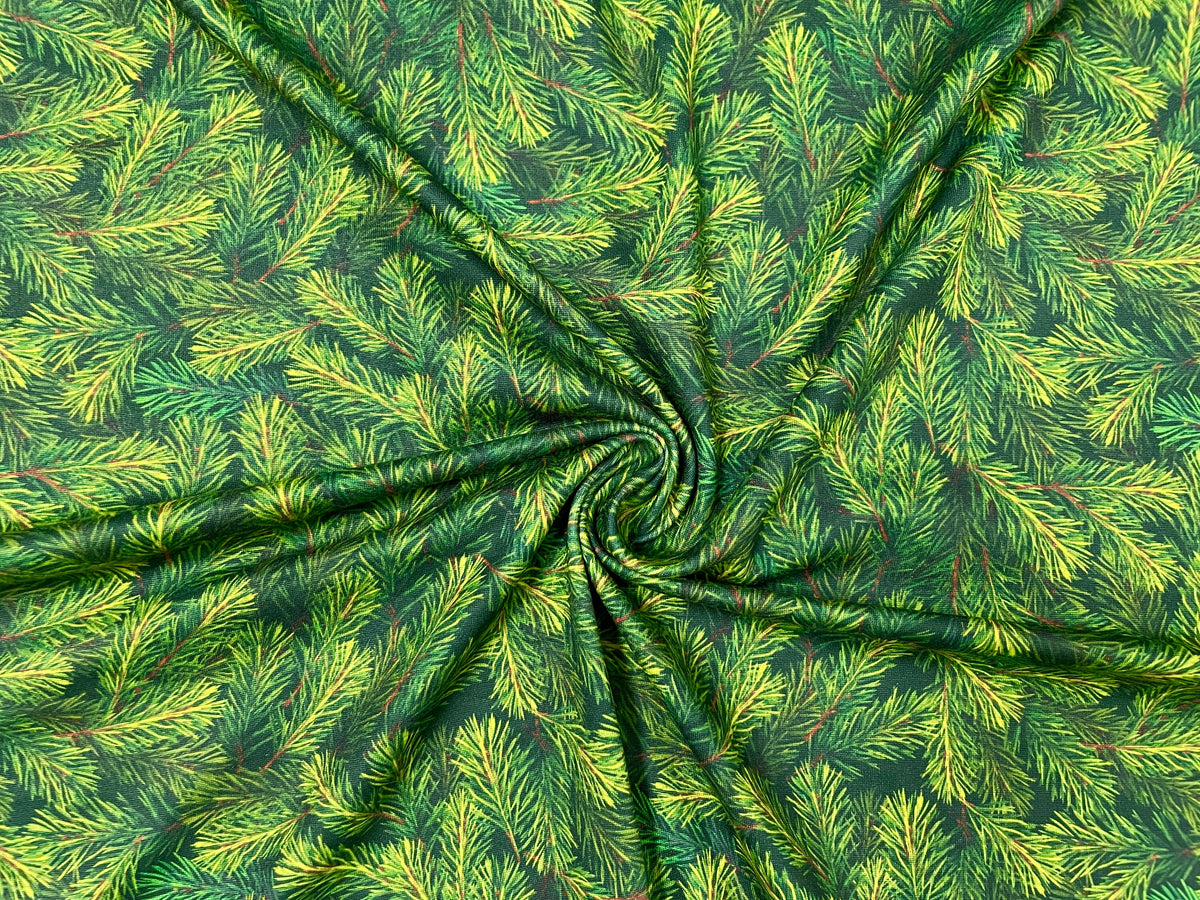 Pine Christmas Tree DBP Print #263 Double Brushed Polyester Spandex Apparel Stretch Fabric 190 GSM 58"-60" Wide By The Yard