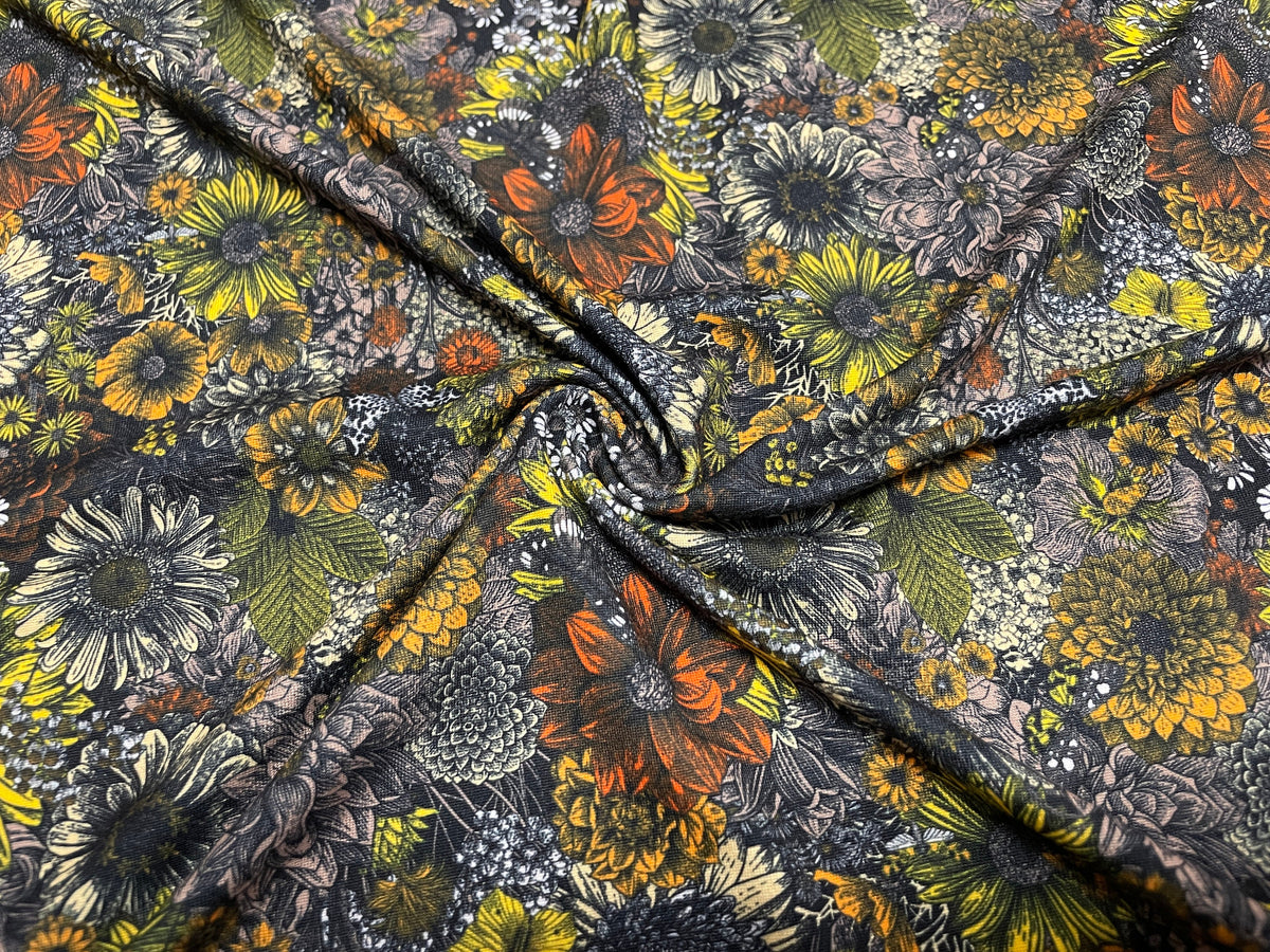 Floral DBP Print #455 Double Brushed Polyester Spandex Apparel Stretch Fabric 190 GSM 58"-60" Wide By The Yard
