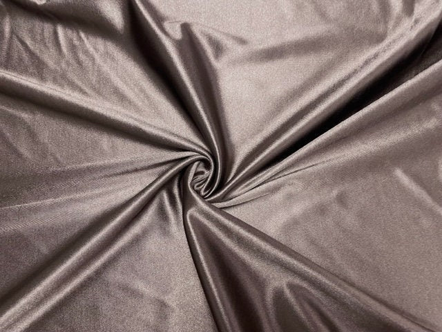 Mocha Satin Stretch Knit #16 240 GSM Shiny 2-Way Stretch Fabric Polyester Spandex Casino Apparel Craft Fabric 58"-60" Wide By Yard