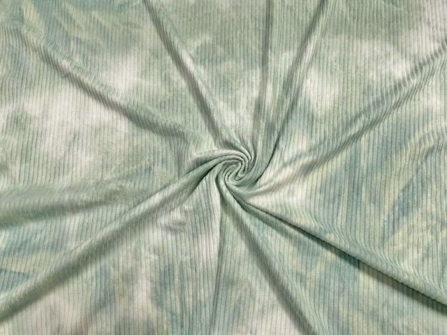 Tie-Dye DBP 4x2 Rib Knit Print #141 Sage Double Brushed Polyester Spandex Stretch 190GSM Apparel Fabric 58"-60" Wide By The Yard