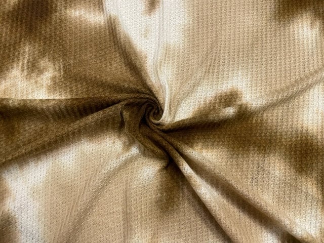 Tie-Dye Brushed Waffle Knit Print #43 Camel Poly Rayon Spandex 200 GSM Medium Weight 58"-60" Wide By The Yard