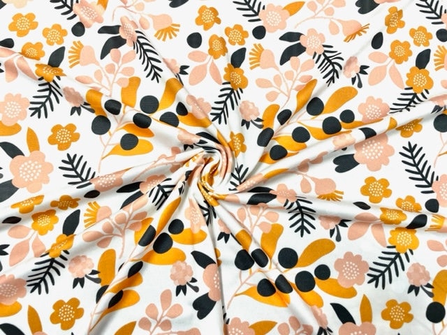 Fall Floral DBP Print #608 Double Brushed Polyester Spandex Apparel Stretch Fabric 190 GSM 58"-60" Wide By The Yard