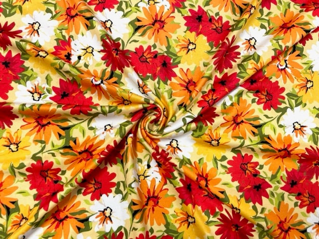 Fall Floral DBP Print #605 Double Brushed Polyester Spandex Apparel Stretch Fabric 190 GSM 58"-60" Wide By The Yard