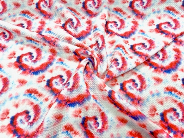 Patriotic Tie Dye Bullet Print #684 Ribbed Scuba Techno Double Knit 2-Way Stretch Poly Spandex Apparel Craft Fabric 58"-60" Wide BTY