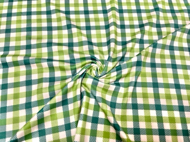 Gingham St. Patrick's Day DBP Print #717 Double Brushed Polyester Spandex Apparel Stretch Fabric 190 GSM 58"-60" Wide By The Yard