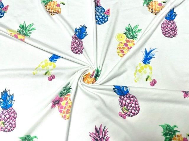 Pineapple DBP Print #759 Double Brushed Polyester Spandex Apparel Stretch Fabric 190 GSM 58"-60" Wide By The Yard