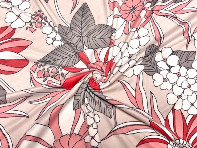 Abstract Floral DBP Print #768 Double Brushed Polyester Spandex Apparel Stretch Fabric 190 GSM 58"-60" Wide By The Yard