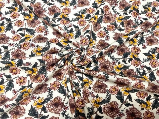 Brittany Frost Designs Floral Cotton Spandex Print #82 230GSM Jersey Knit Stretch Exercise Apparel Fabric 58"-60" Wide By The Yard