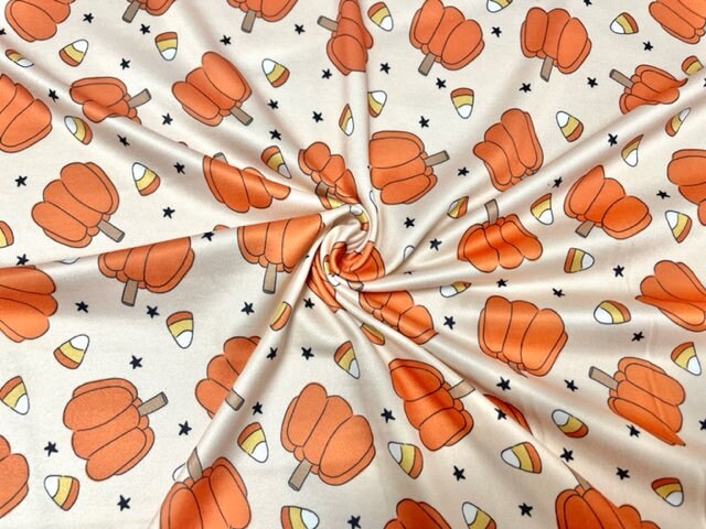 Brittany Frost Designs Pumpkins DBP Print #792 Double Brushed Polyester Spandex Apparel Stretch Fabric 190 GSM 58"-60" Wide By The Yard