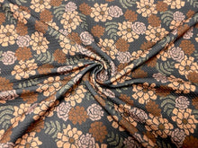 Load image into Gallery viewer, Brittany Frost Designs Fall Floral Bullet Print #779 Ribbed Scuba Double Knit Stretch Poly Spandex Apparel Craft Fabric 58"-60" Wide BTY