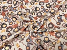 Load image into Gallery viewer, Brittany Frost Designs Tractors Bullet Print #780 Ribbed Scuba Double Knit Stretch Poly Spandex Apparel Craft Fabric 58"-60" Wide BTY