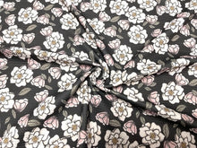 Load image into Gallery viewer, Brittany Frost Designs Magnolia Floral Bullet Print #792 Ribbed Scuba Double Knit Stretch Poly Spandex Apparel Craft Fabric 58"-60" Wide BTY