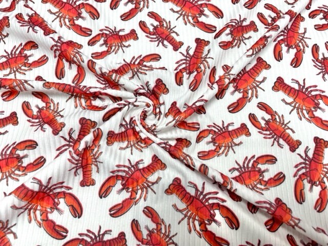 Crawfish DBP 4x2 Rib Knit Print #263 Double Brushed Poly Spandex Stretch 190GSM Apparel Fabric 58"-60" Wide By The Yard