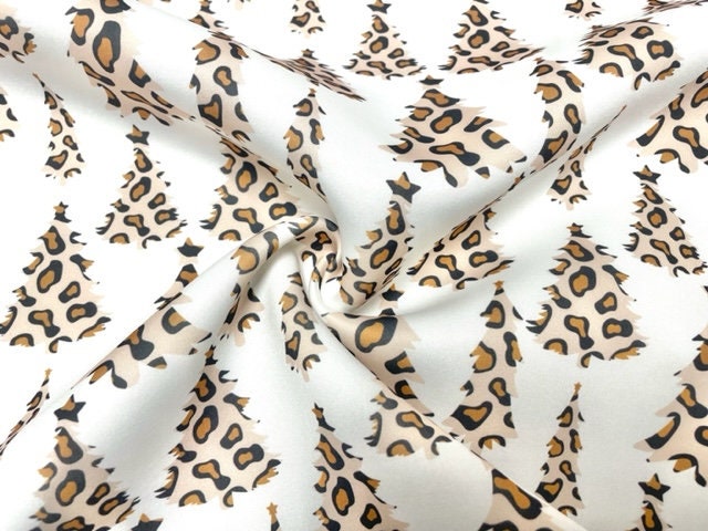 Leopard Christmas Tree Super Scuba Techno Print #66 Double Knit Stretch Fabric Poly Spandex Apparel Craft Fabric 58"-60" Wide By The Yard