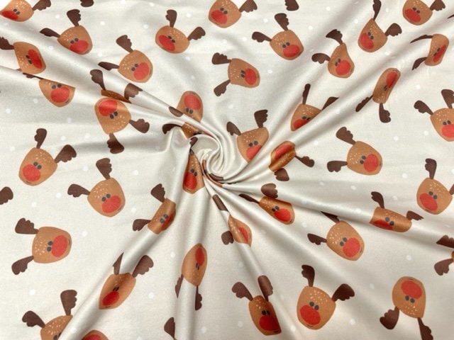 Brittany Frost Designs Reindeer DBP Print #789 Double Brushed Polyester Spandex Apparel Stretch Fabric 190 GSM 58"-60" Wide By The Yard