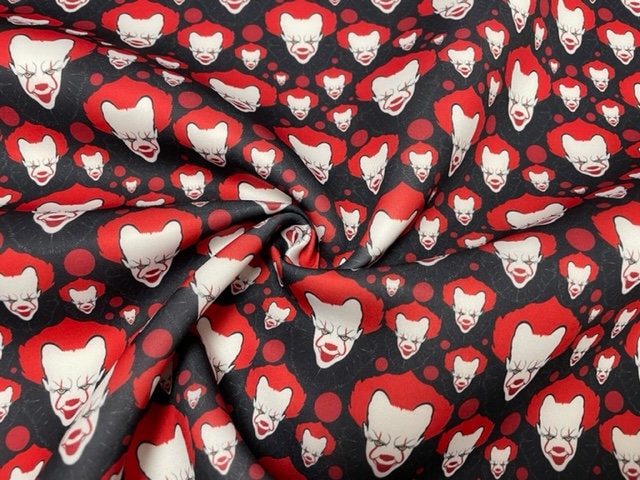 Scary Clown Super Scuba Techno Print #122 Double Knit Stretch Fabric Poly Spandex Apparel Craft Fabric 58"-60" Wide By The Yard