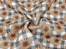 Load image into Gallery viewer, Brittany Frost Designs Plaid Sunflower Super Scuba Print #136 Knit Stretch Fabric Poly Spandex Apparel Craft Fabric 58"-60" Wide By The Yard