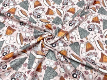 Load image into Gallery viewer, 8x3 Rib Brittany Frost Designs S'mores Camp DBP Knit Print #353 Brushed Poly Spandex Stretch 190GSM Apparel Fabric 58"-60" Wide By The Yard