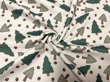 Load image into Gallery viewer, Brittany Frost Designs Acorn Pine Tree Bullet Print #715 Ribbed Scuba Double Knit Stretch Poly Spandex Apparel Craft Fabric 58"-60" Wide BTY