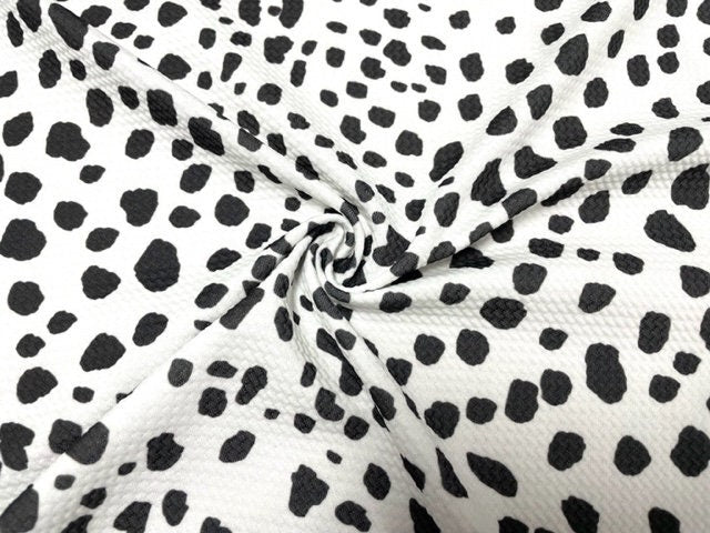 Dalmatian Animal Spot Bullet Print #730 Ribbed Scuba Techno Double Knit 2-Way Stretch Poly Spandex Apparel Craft Fabric 58"-60" Wide BTY