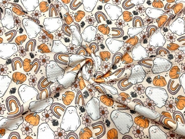 Brittany Frost Designs Boho Ghosts Bullet Print #759 Ribbed Scuba Double Knit Stretch Poly Spandex Apparel Craft Fabric 58"-60" Wide BTY