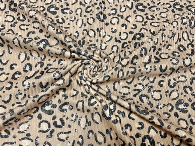 Brittany Frost Designs Leopard DBP 4x2 Rib Knit Print #240 Double BrushPoly Spandex Stretch 190GSM Apparel Fabric 58"-60" Wide By The Yard