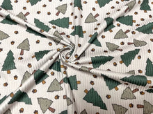 Load image into Gallery viewer, Brittany Frost Designs Pine Tree DBP 4x2 Rib Knit Print #258 Double BrushPoly Spandex Stretch 190GSM Apparel Fabric 58"-60" Wide By The Yard