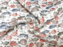 Load image into Gallery viewer, Brittany Frost Designs Fish Lure Super Scuba Techno Print #144 Double Knit Stretch Fabric Poly Spandex Fabric 58"-60" Wide By The Yard