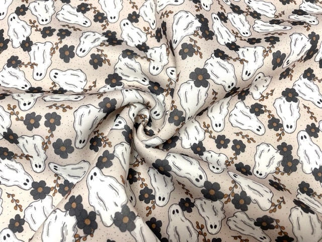 Brittany Frost Designs Fall Ghosts Super Scuba Techno Print #165 Double Knit Stretch Fabric Poly Spandex Fabric 58"-60" Wide By The Yard