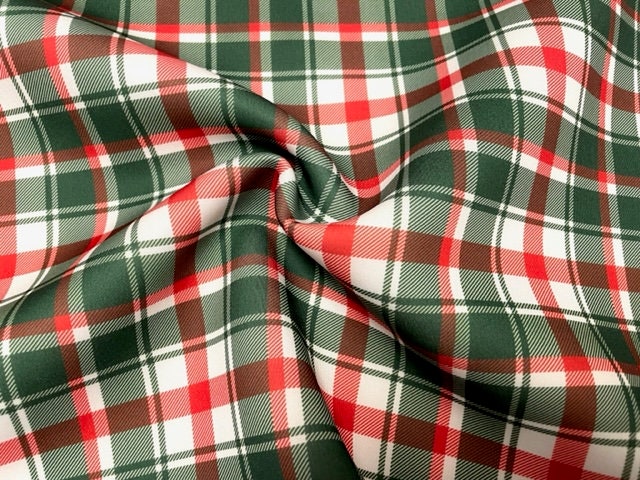 Holiday Plaid Super Scuba Techno Print #106 Double Knit Stretch Fabric Poly Spandex Apparel Craft Fabric 58"-60" Wide By The Yard
