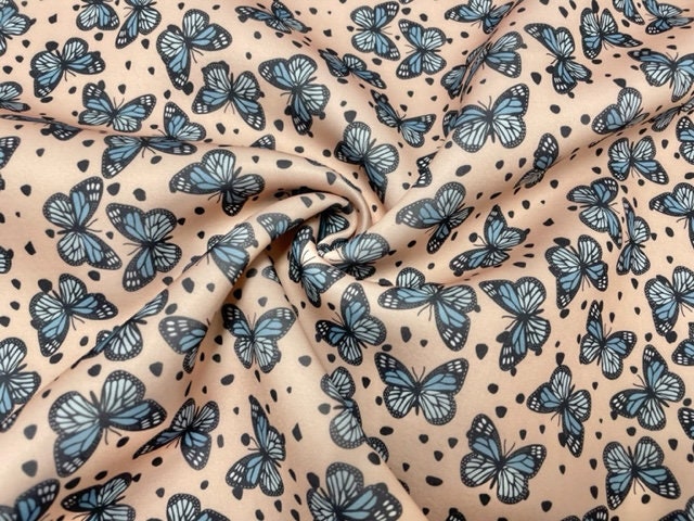 Brittany Frost Designs Fall Butterfly Super Scuba Techno Print #170 Double Knit Stretch Fabric Poly Spandex Fabric 58"-60" Wide By The Yard