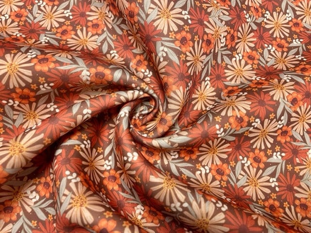 Brittany Frost Designs Fall Floral Super Scuba Techno Print #172 Double Knit Stretch Fabric Poly Spandex Fabric 58"-60" Wide By The Yard