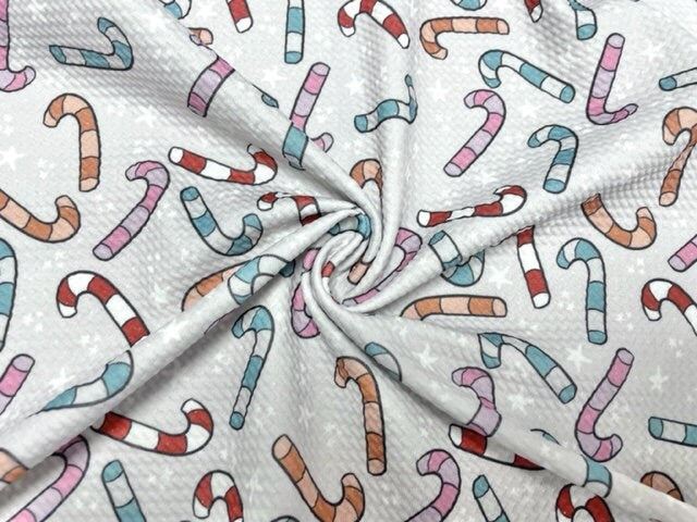 Brittany Frost Designs Candy Cane Bullet Print #812 Ribbed Scuba Double Knit Stretch Poly Spandex Apparel Craft Fabric 58"-60" Wide BTY