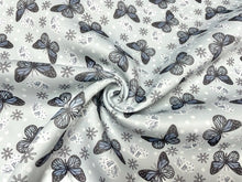 Load image into Gallery viewer, Brittany Frost Designs Snow Butterfly Super Scuba Techno Print #184 Double Knit Stretch Fabric Poly Spandex Fabric 58"-60" Wide By The Yard