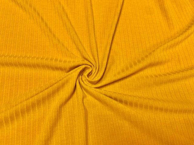 Mustard Yellow DBP 8X3 Rib Knit #26 Double Brushed Polyester Spandex Stretch 190GSM Apparel Fabric 58"-60" Wide By The Yard
