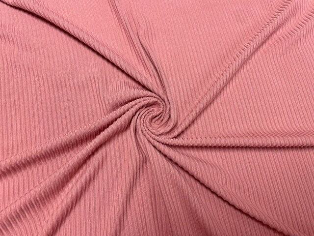 Mauve Pink DBP 4X2 Rib Knit #52 Double Brushed Polyester Spandex Stretch 190GSM Apparel Fabric 58"-60" Wide By The Yard