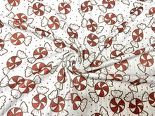 Load image into Gallery viewer, 8x3 Rib Brittany Frost Designs Mint Candy DBP Knit Print #455 Brushed Poly Spandex Stretch 190GSM Apparel Fabric 58"-60" Wide By The Yard