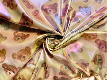 Load image into Gallery viewer, Holo Pleather Brittany Frost Designs Teddy Bear Print #21 Shiny Stretch Vinyl Poly Spandex 190 GSM Apparel Fabric 58"-60" Wide By The Yard