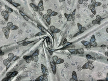 Load image into Gallery viewer, Sparkle Brittany Frost Designs Butterfly Print #12 Shiny Shimmer Stretch Poly Spandex 190 GSM Apparel Craft Fabric 58"-60" Wide By The Yard