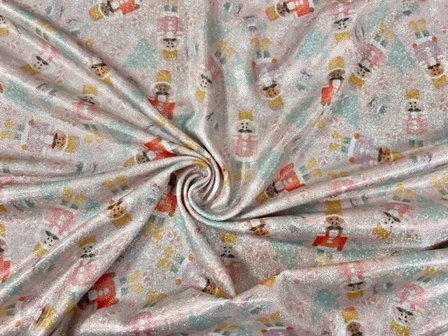 Sparkle Brittany Frost Designs Nutcracker Print #18 Shimmer Stretch Poly Spandex 190 GSM Apparel Craft Fabric 58"-60" Wide By The Yard