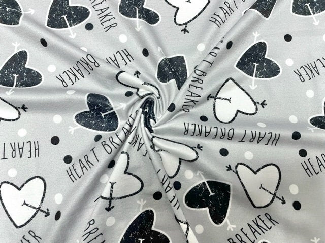 Brittany Frost Designs Heart Breaker DBP Print #915 Double Brushed Polyester Spandex Apparel Stretch Fabric 190 GSM 58"-60" Wide By The Yard
