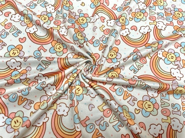Brittany Frost Designs Love Is Love DBP Print #927 Double Brushed Polyester Spandex Apparel Stretch Fabric 190 GSM 58"-60" Wide By The Yard