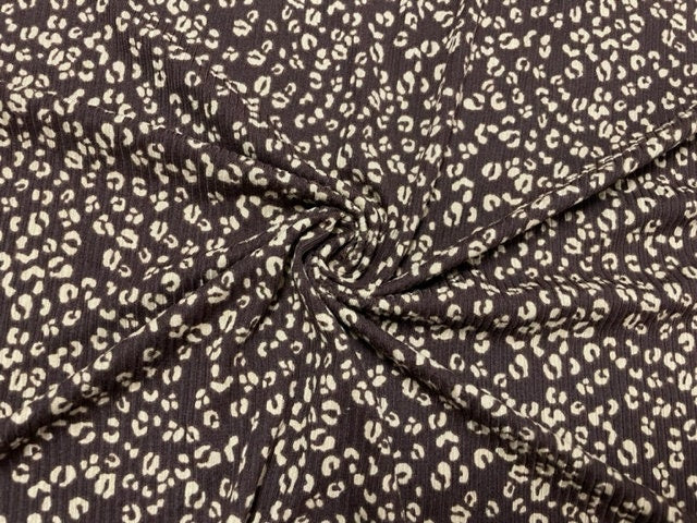 4x2 Leopard Spot Animal DBP Rib Knit Print #498 Double Brushed Poly Spandex Stretch 190GSM Apparel Fabric 58"-60" Wide By The Yard