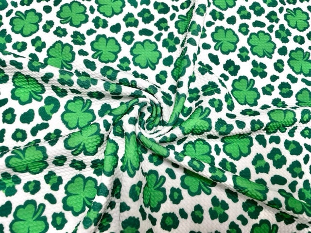 Leopard Spot Clover Bullet Print #841 Ribbed Scuba Techno Double Knit 2-Way Stretch Poly Spandex Apparel Craft Fabric 58"-60" Wide BTY