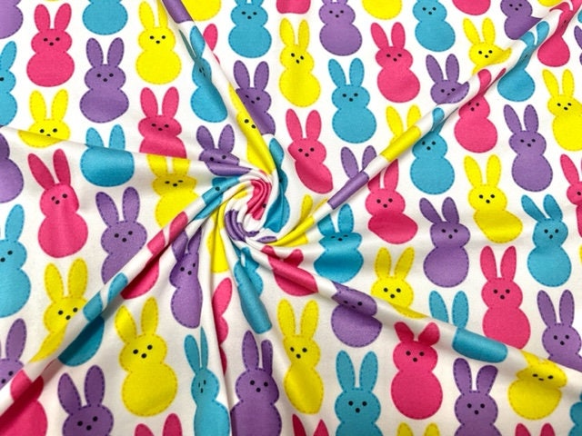 Easter Peeps Spring DBP Print #948 Double Brushed Polyester Spandex Apparel Stretch Fabric 190 GSM 58"-60" Wide By The Yard