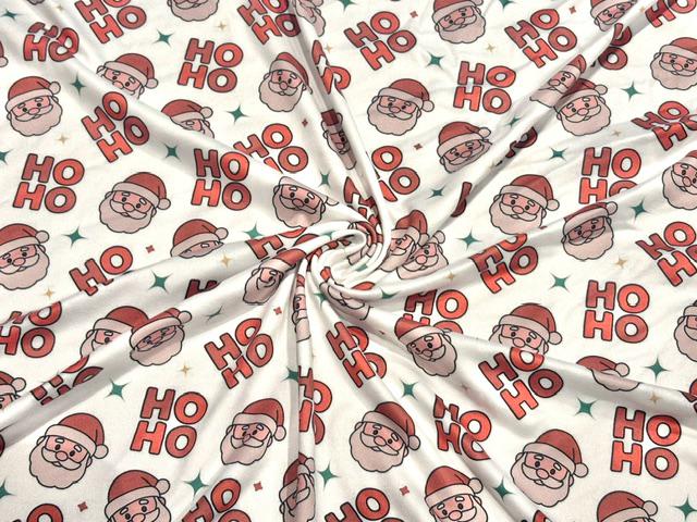 Ho Ho Ho DBP Print #2068 Double Brushed Polyester Spandex Apparel Stretch Fabric 190 GSM 58"-60" Wide By The Yard