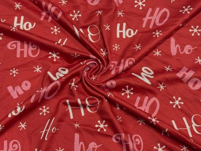 Ho Ho Ho DBP Print #2078 Double Brushed Polyester Spandex Apparel Stretch Fabric 190 GSM 58"-60" Wide By The Yard
