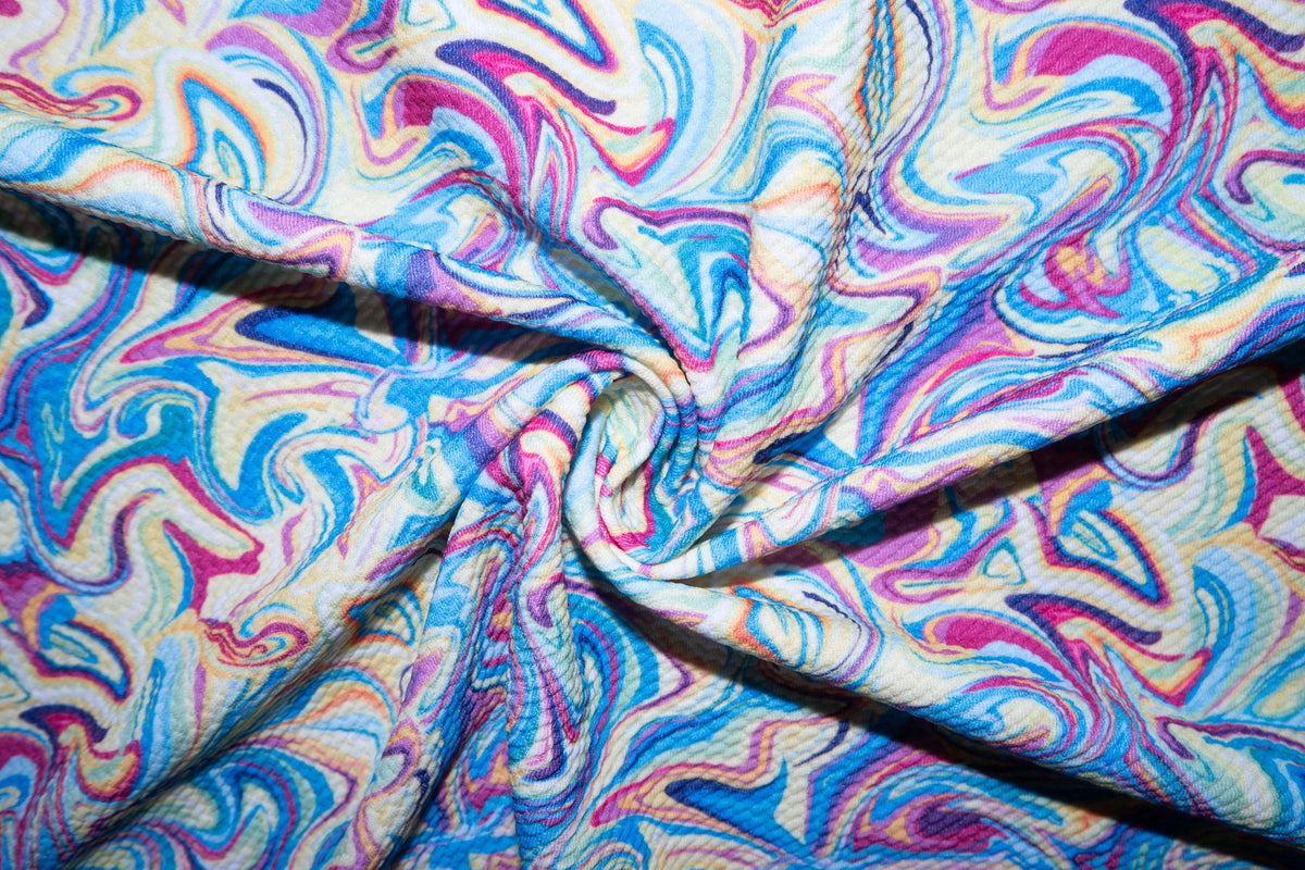 Multicolor Marble Bullet Print #41 Ribbed Scuba Techno Double Knit 2-Way Stretch Polyester Spandex Apparel Craft Fabric 58"-60" Wide BTY